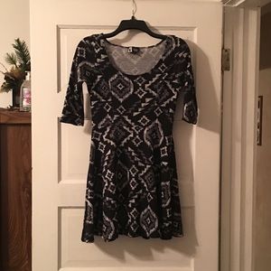 Black and white tribal print dress